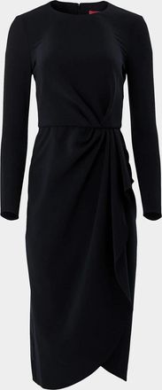 Carolina Herrera Draped Long-Sleeve Midi Dress