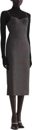 MUGLER Checkered Sweetheart Midi Dress