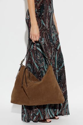 Etro Suede Hobo L Bag, Womens, Brown