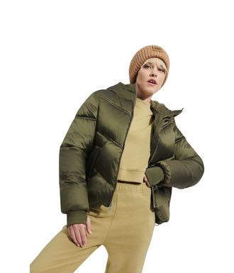 UGG Womens Ronney Cropped Puffer Jacket Coat, Burnt Olive, XL