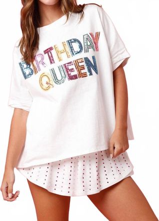 Peach Love California Birthday Queen Sequin Top In White
