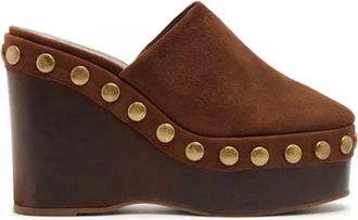 Schutz Womens Sierra Studs Suede Platform Pumps In Root Brown