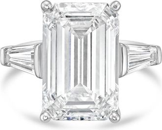 Diana M. Jewels Platinum 15.00 ct tw Emerald Cut with two Long Baguettes on the side Engagement Ring (Single Claw)