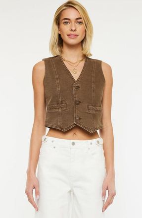 Kancan Vanya V-neck Vest in Brown at Nordstrom, Size Medium