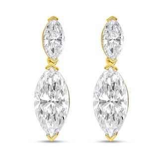 Diana M. Jewels 14KW YG Drop Earrings 12.00 Ct TW of Lab grown marquise diamonds