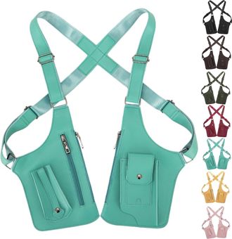Generic Premium Leather Adjustable Underarm Shoulder Bag, Anti-Theft Hidden Storage Double Shoulder Armpit Bag (Green)