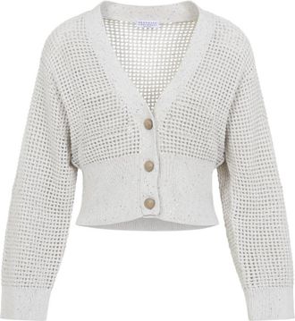 Brunello Cucinelli White V-neck Cardigan