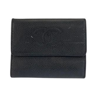 Chanel Pre-owned Wallets, female, Black, Size: ONE SIZE Pre-owned Coco Mark Leather Wallet