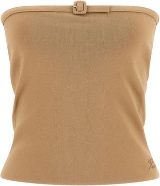 Courr&egrave;ges Beige Buckle Top