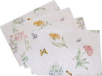 Lenox Set Of 4 Butterfly Meadow Damask Placemats