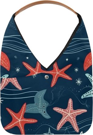 Generic Starfish Reusable Lightweight Grocery Bags - Foldable Into Compact Pouch, Washable & Sturdy, Multipurpose for Shopping and Travel