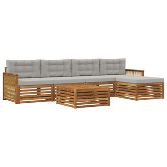 vidaXL Conjunto De Sof&aacute;s De Exterior 6 Pcs Natural Y Gris Claro Vidaxl