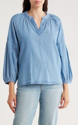Caslon Chambray Popover Top in Medium Wash at Nordstrom Rack, Size Xx-Large