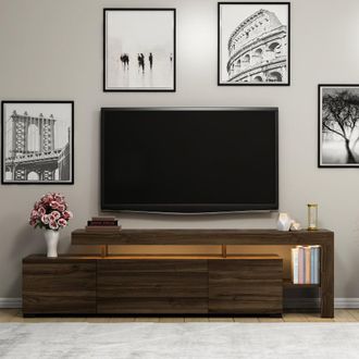 Concept Usine Mueble de tv de efecto madera oscura con iluminaci&oacute;n led 192 cm