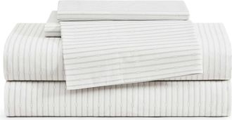 Tommy Hilfiger Monogram Stripe Cotton Percale Sheet Set in Rocky Grey at Nordstrom, Size Twin Xl