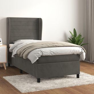 vidaXL Vidaxl - Cama Box Spring Con Colch&oacute;n Terciopelo Gris Oscuro 100x200 Cm