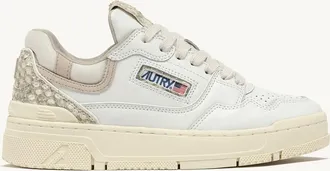 Autry CLC LOW SNEAKERS IN WHITE LEATHER WITH SNAKE DIAMOND PRINT