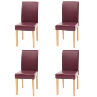 Hhg Hhg - Nunca Usado] Juego De 4 Sillas De Comedor Silla De Cocina Littau Con Certificado Mvg, Polipiel, Patas Rojas Claras