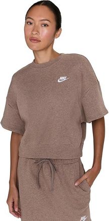 Nike Sportswear Club Fleece Seasonal Loose Top Womens Workout Mink Brown/Heather/White : XL (US 16-18), Cotton/Polyester
