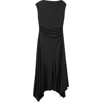 Mango Sandy Asymmetric Hem Ruched Maxi Dress in Black at Nordstrom, Size 10