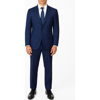 Zanetti Navy Trim Fit Mélange Suit at Nordstrom Rack, Size 38 Regular