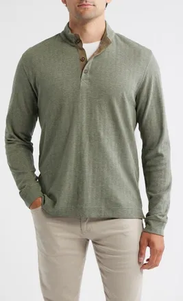 Johnnie-O Herringbone Long Sleeve Henley in Sequoia at Nordstrom, Size Xx-Large