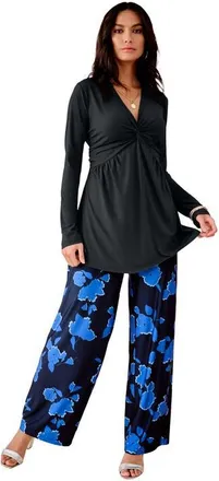 Roaman's Shirred Empire Waist Tunic in Black at Nordstrom, Size 16