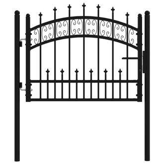Berkfield Home Fence Gate with Spear Top Black 103x120 cm Powder-coated Steel