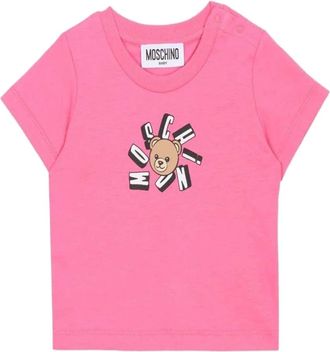 Moschino T-Shirts, female, Pink, Size: 12 M Teddy Bear motif T-shirt