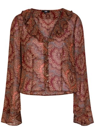 Paige Eve Printed Silk-chiffon Blouse - Multicoloured - S (UK8-10 / S)