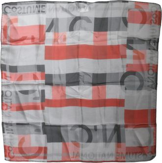 Costume National Womens Gray Red Silk Square Neck Wrap Scarf