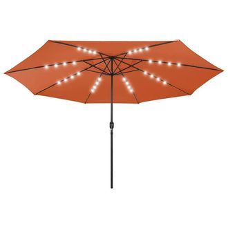 Berkfield Home Outdoor Parasol with LED Lights & Metal Pole 400 cm Terracotta