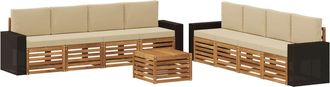 vidaXL Conjunto De Sof&aacute;s De Exterior 9 Uds. Natural Y Beige Vidaxl