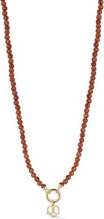 Ember Fine Jewelry 14K Yellow Gold Pretzel Charm Beaded Necklace at Nordstrom Rack