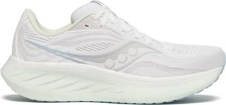 Saucony Womens Ride 18 Running Shoes In White/lettuce
