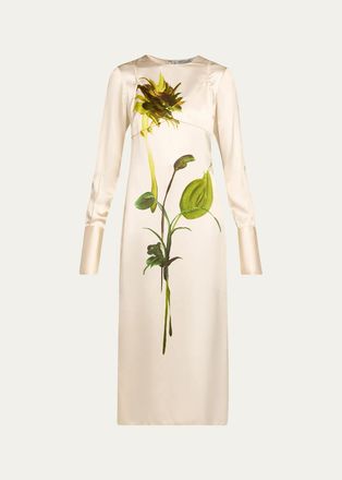 Monse Deconstruction Layered Sunflower Printed Silk Dress