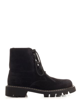 Loewe Sierra Combat Ankle Boot In Suede Boots Black