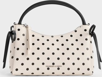 Charles & Keith Hazel Polka-Dot Bow Top Handle Bag