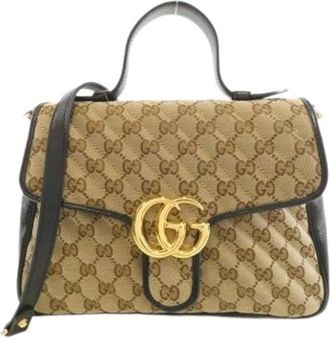 Gucci Pre-owned Handbags, female, Beige, Size: ONE SIZE Pre-owned Vintage GG Canvas Handbag