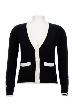 Thom Browne V-Neck Cardigan With Contrasting Trim And Button Closure