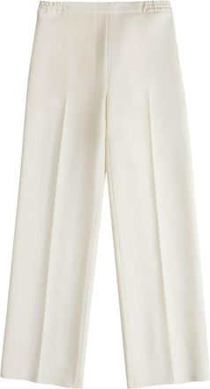 Tod's elasticated-waist virgin-wool trousers - women - Viscose/Virgin Wool/Acetate/Sheepskin - 46 - White