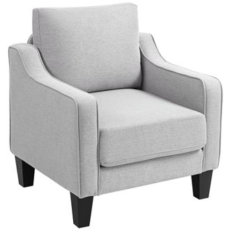 HOMCOM Poltroncina In Tessuto Imbottita Con Molle Insacchettate Grigio Chiaro - Homcom