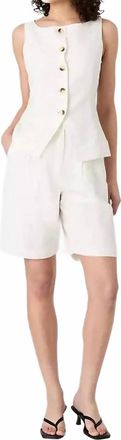 French Connection Birdie Linen Bermuda Shorts In Summer White