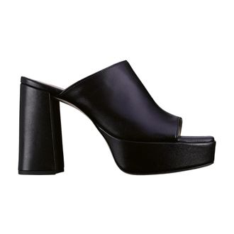 Högl Heeled Mules, female, Black, 3 UK, Black Leather Flat Sandals