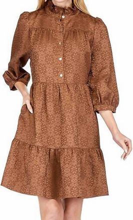 Jade Yoga Shelley Brocade Dress In Brown