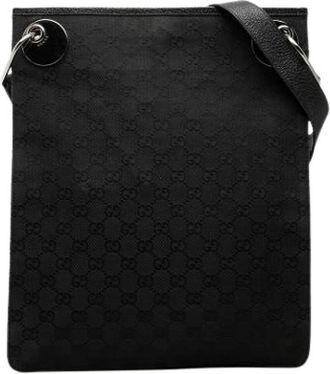 Gucci Pre-owned Vintage Canvas Crossbody Bag - Dames - Vintage Schoudertas - Zwart - ONE Size - Leer - Vintage