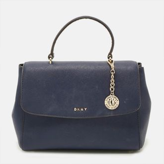 DKNY Dkny Blue Saffiano Leather Top Handle Bag