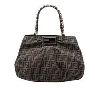 Fendi Pre-owned Handbags, female, Brown, Size: ONE SIZE Pre-owned Mia Canvas Handbag