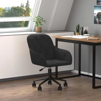 vidaXL Silla De Oficina Giratoria De Terciopelo Negro Vidaxl