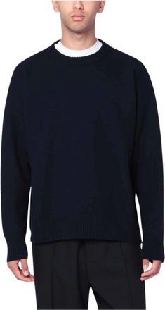 Jil Sander Wollen Truien - Heren - Ronde hals truien - Zwart - M - Wol - Truien & Vesten